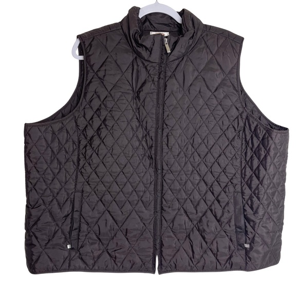 Talbots Jackets & Blazers - Talbots Petites Womens Black Puffer Vest Zip front Pockets Sz 3XL.